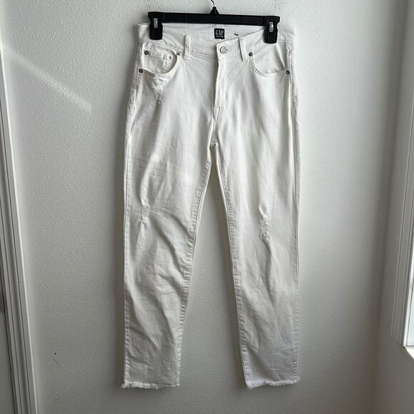 Gap Distressed White Best Girlfriend Jeans Size 24 - Picture 1 of 5